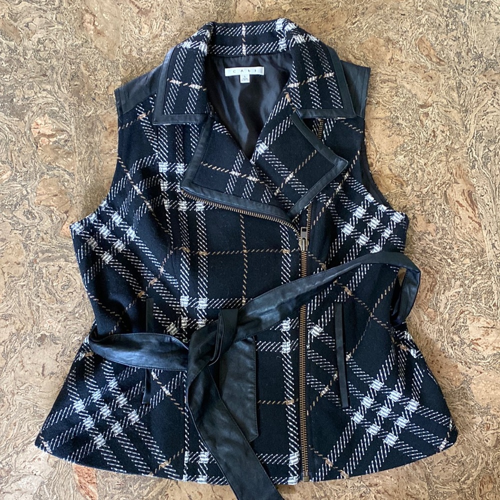 CAbi Faux Leather and Wool moto vest